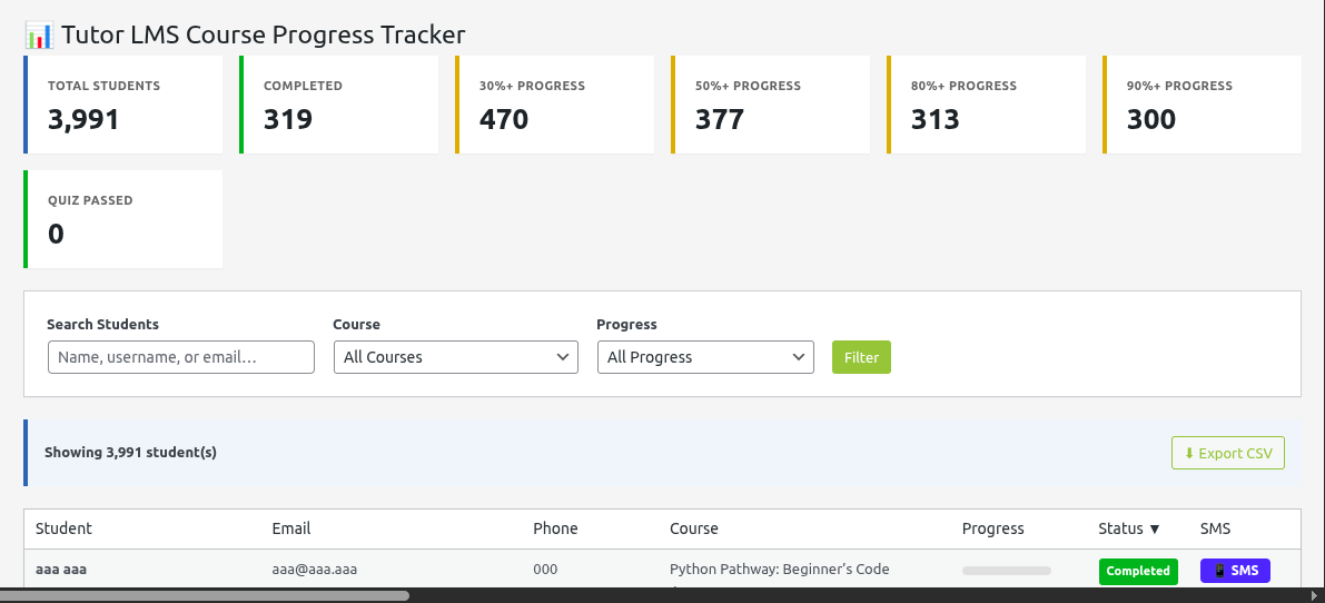 TutorLMS progress tracker (ProgressPulse) preview